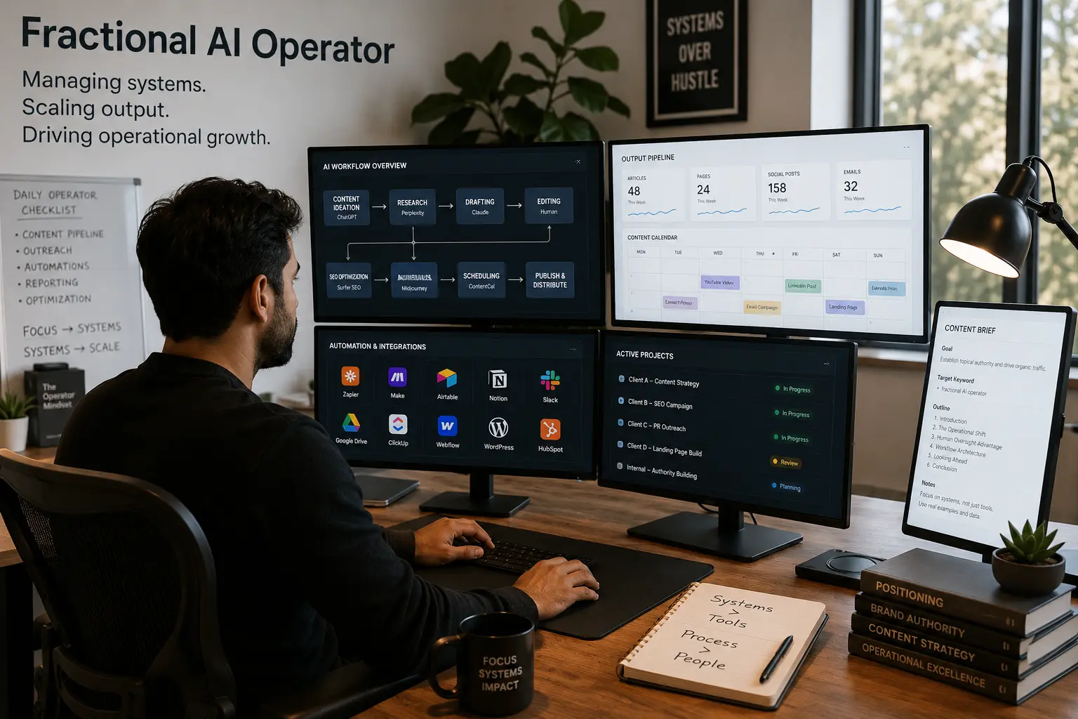 Fractional AI Operator managing AI workflows and remote agency systems — Authority Engineering Expert Voice